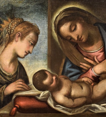 Tableaux et dessins Tableaux XVIe siècle - Sainte famille et Sainte Catherine, atelier de Luca Cambiaso (1527 - 1585)